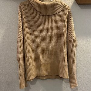 Mud Pie Textured Tan Cowl Neck Sweater